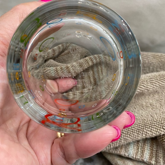 EUC 3 IKEA FLAT TUMBLER GLASSES WITH COLOURED CIRCLES AND SPOTS - Picture 6 of 6